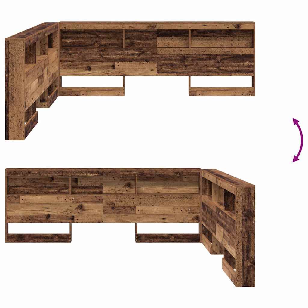 vidaXL Storage Headboard with Shelf Old Wood 200 cm Engineered Wood