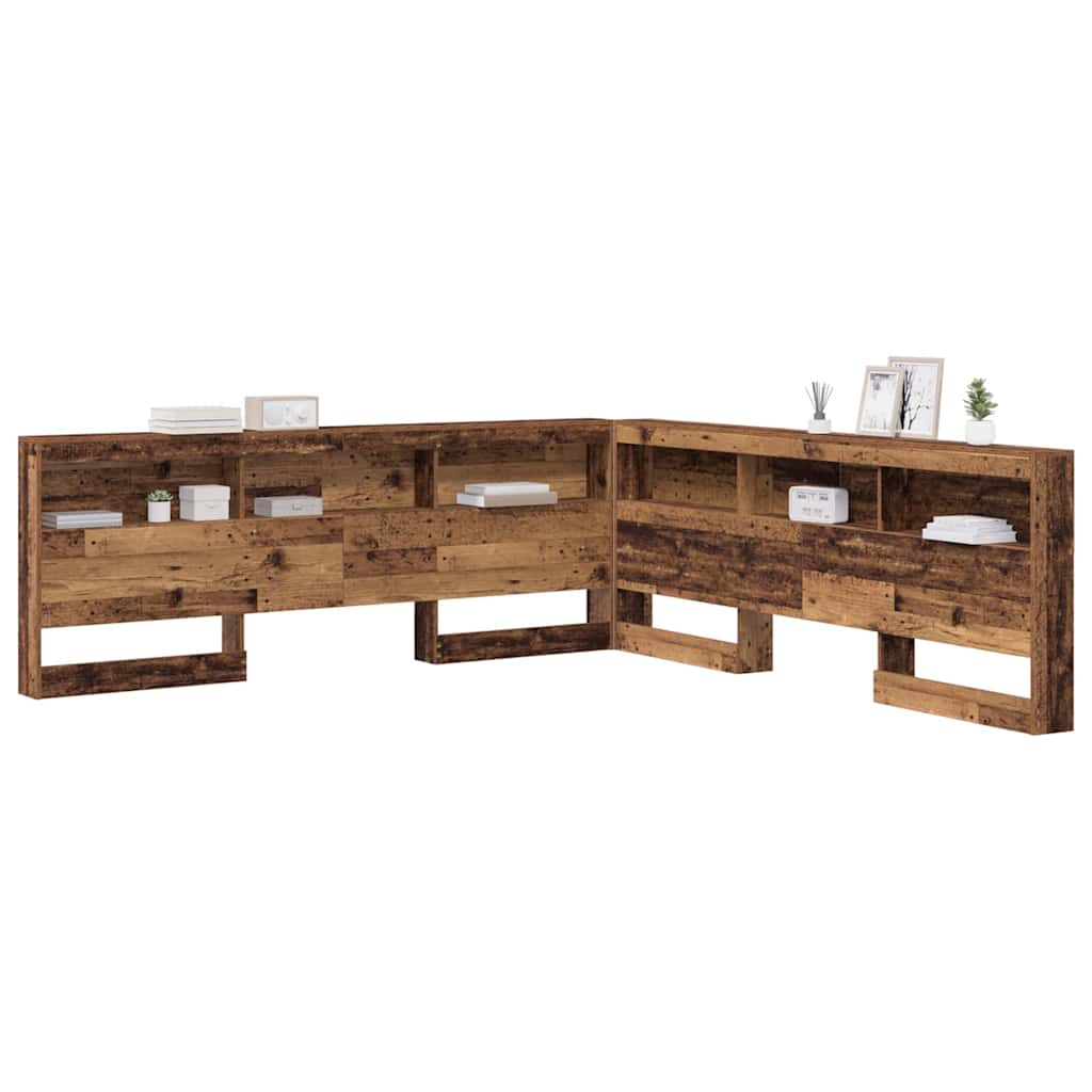 vidaXL Storage Headboard with Shelf Old Wood 200 cm Engineered Wood
