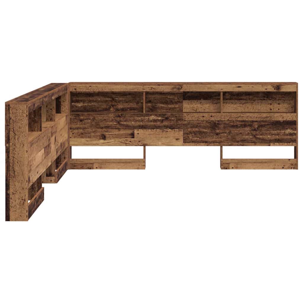 vidaXL Storage Headboard with Shelf Old Wood 200 cm Engineered Wood