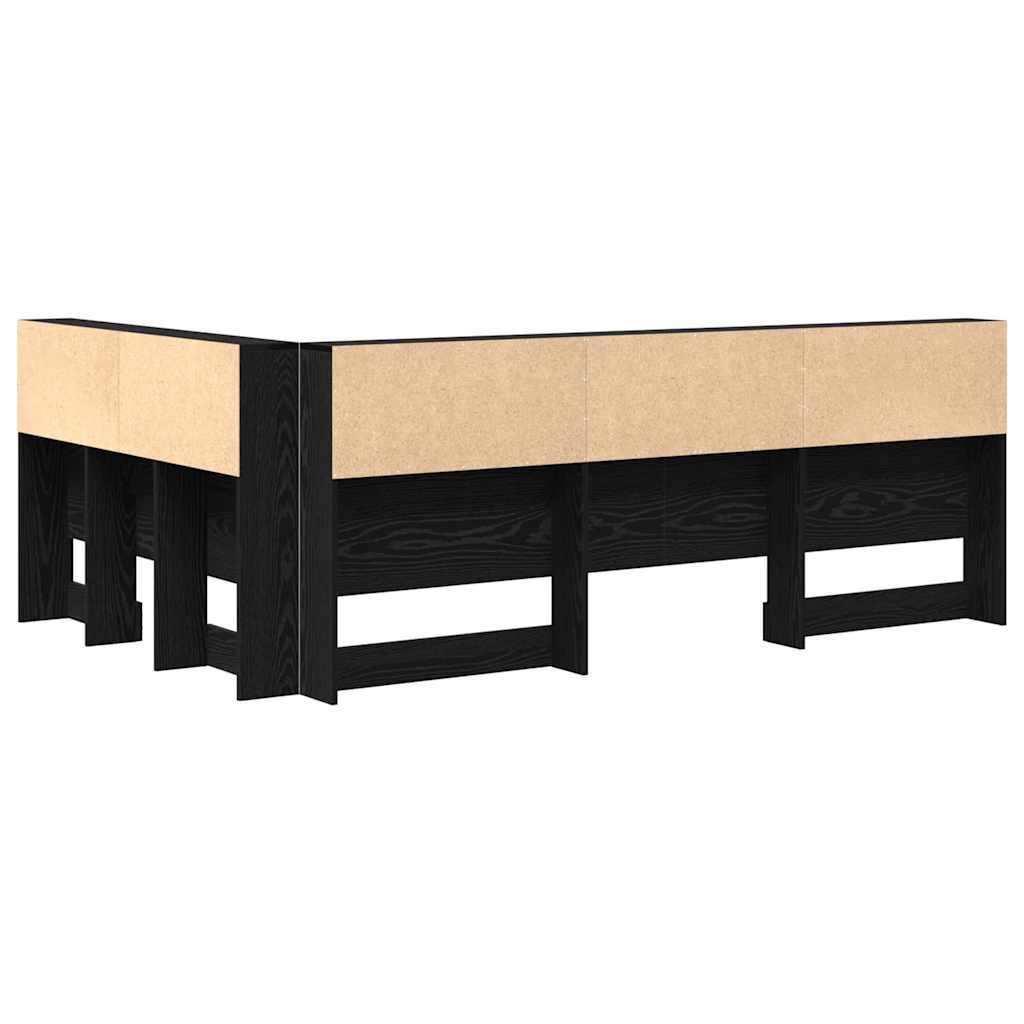 vidaXL Storage Headboard with Shelf Black Oak 120 cm Engineered Wood