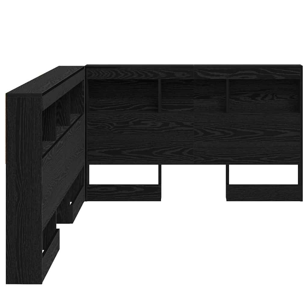vidaXL Storage Headboard with Shelf Black Oak 120 cm Engineered Wood