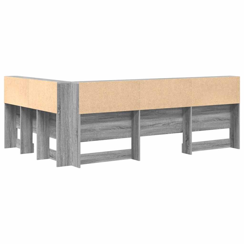 vidaXL Storage Headboard with Shelf Grey Sonoma 120 cm Engineered Wood