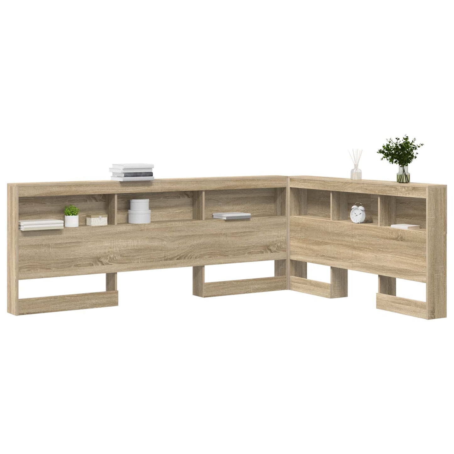 vidaXL Storage Headboard with Shelf Sonoma Oak 140 cm Engineered Wood