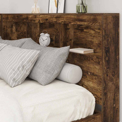 vidaXL Storage Headboard Smoked Oak Engineered Wood