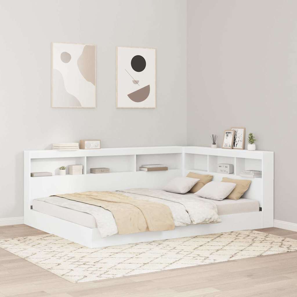 vidaXL Storage Headboard White Engineered Wood