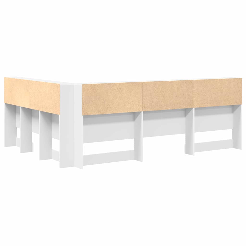 vidaXL Storage Headboard White Engineered Wood
