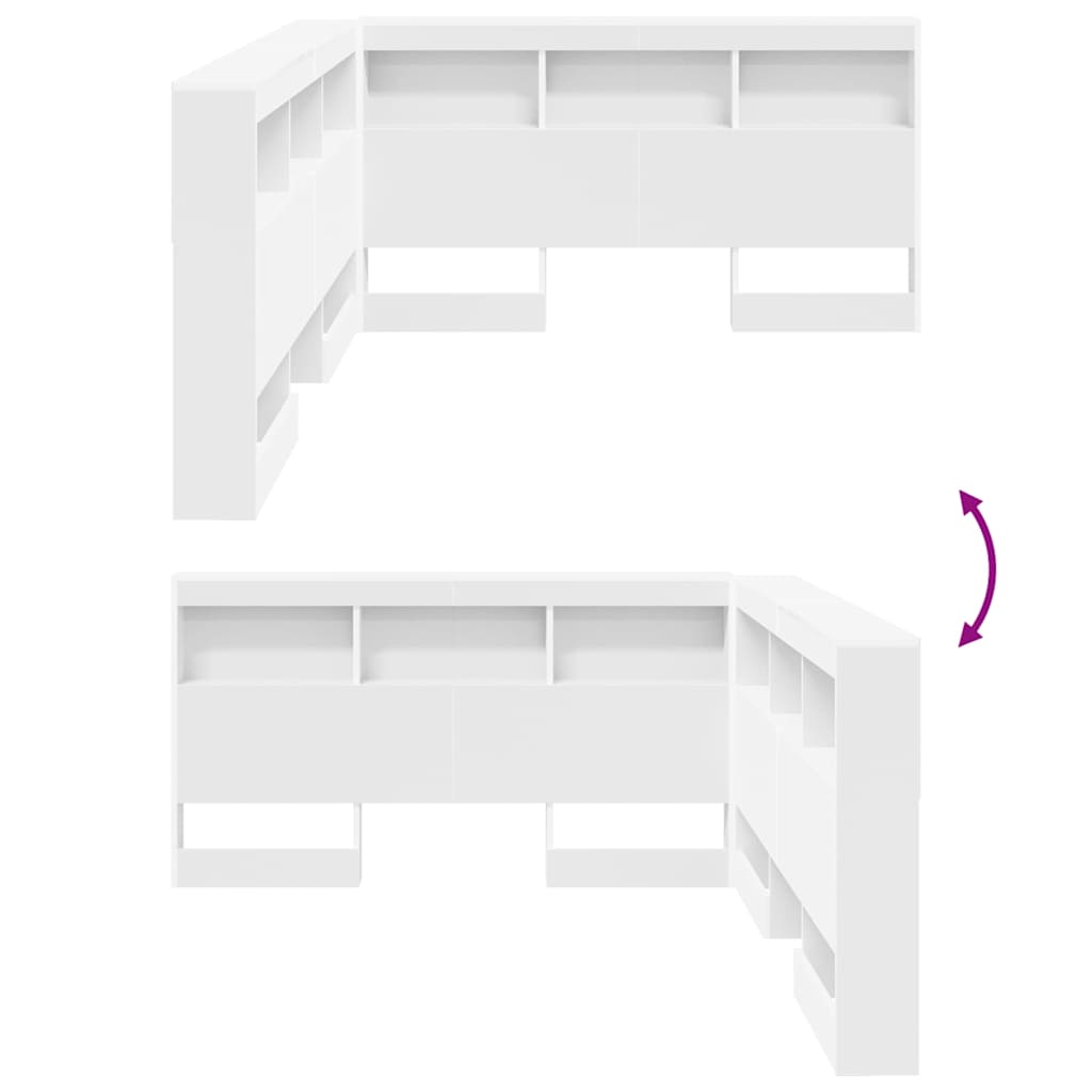 vidaXL Storage Headboard White Engineered Wood