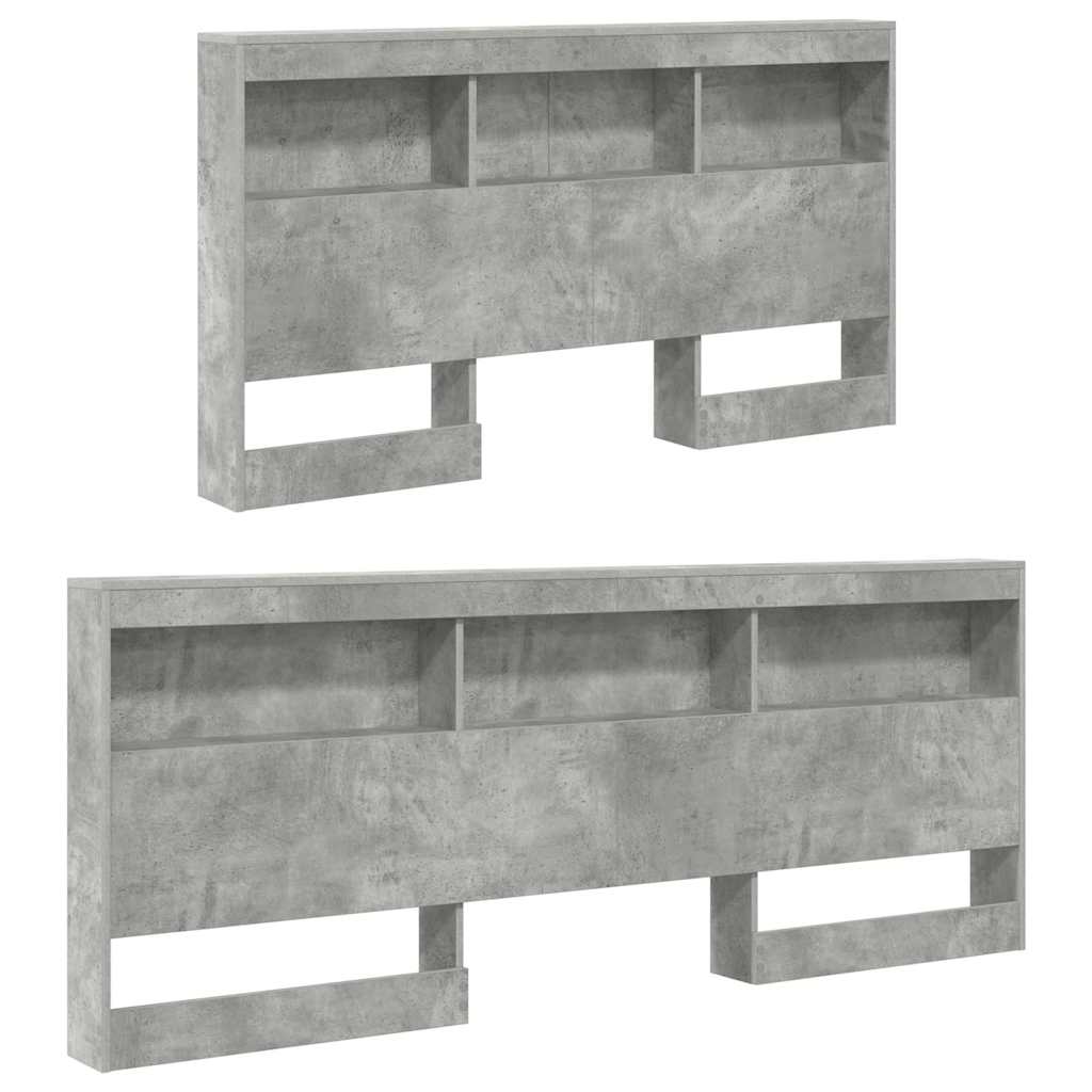 vidaXL Storage Headboard Concrete Grey Engineered Wood