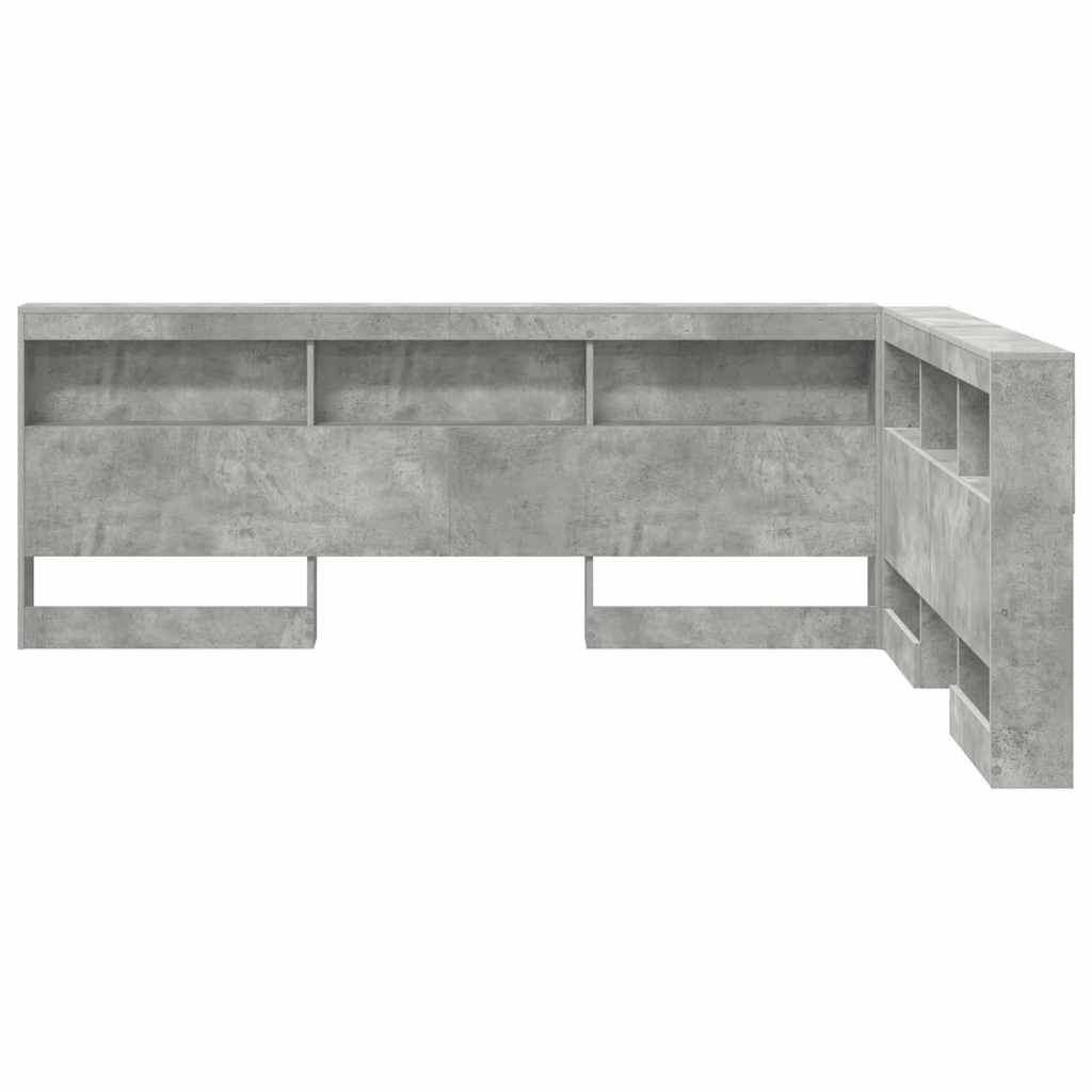vidaXL Storage Headboard Concrete Grey Engineered Wood
