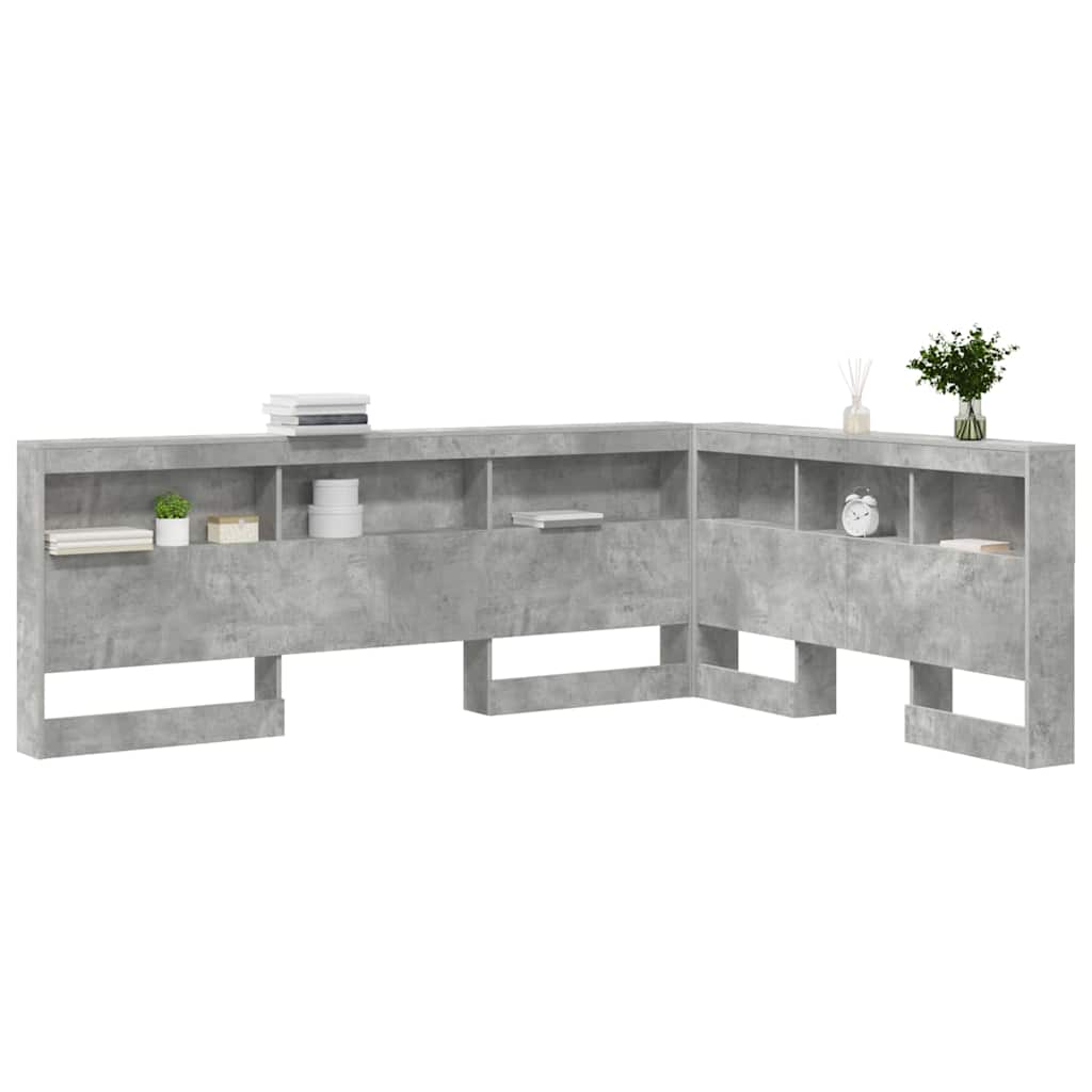 vidaXL Storage Headboard Concrete Grey Engineered Wood