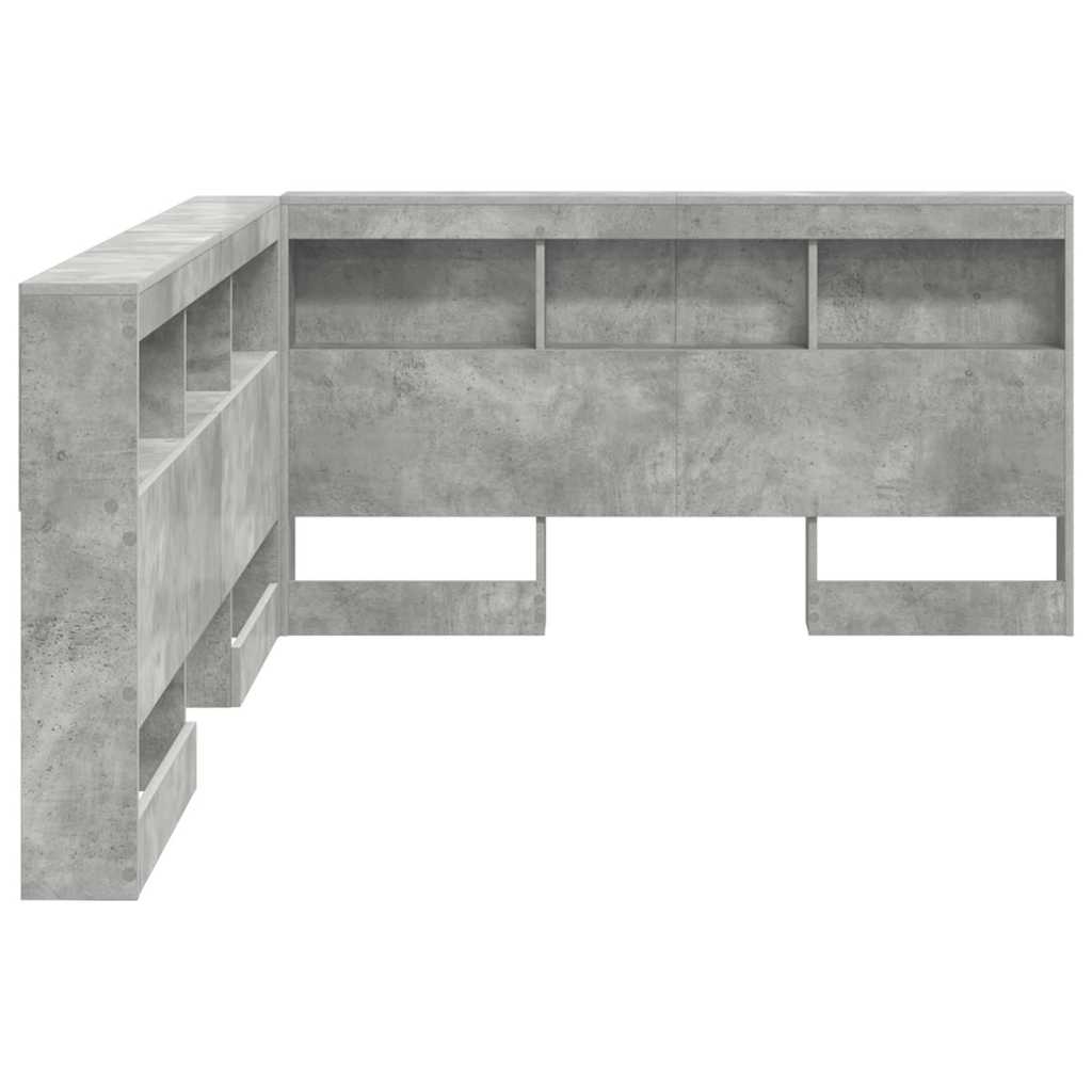 vidaXL Storage Headboard Concrete Grey Engineered Wood