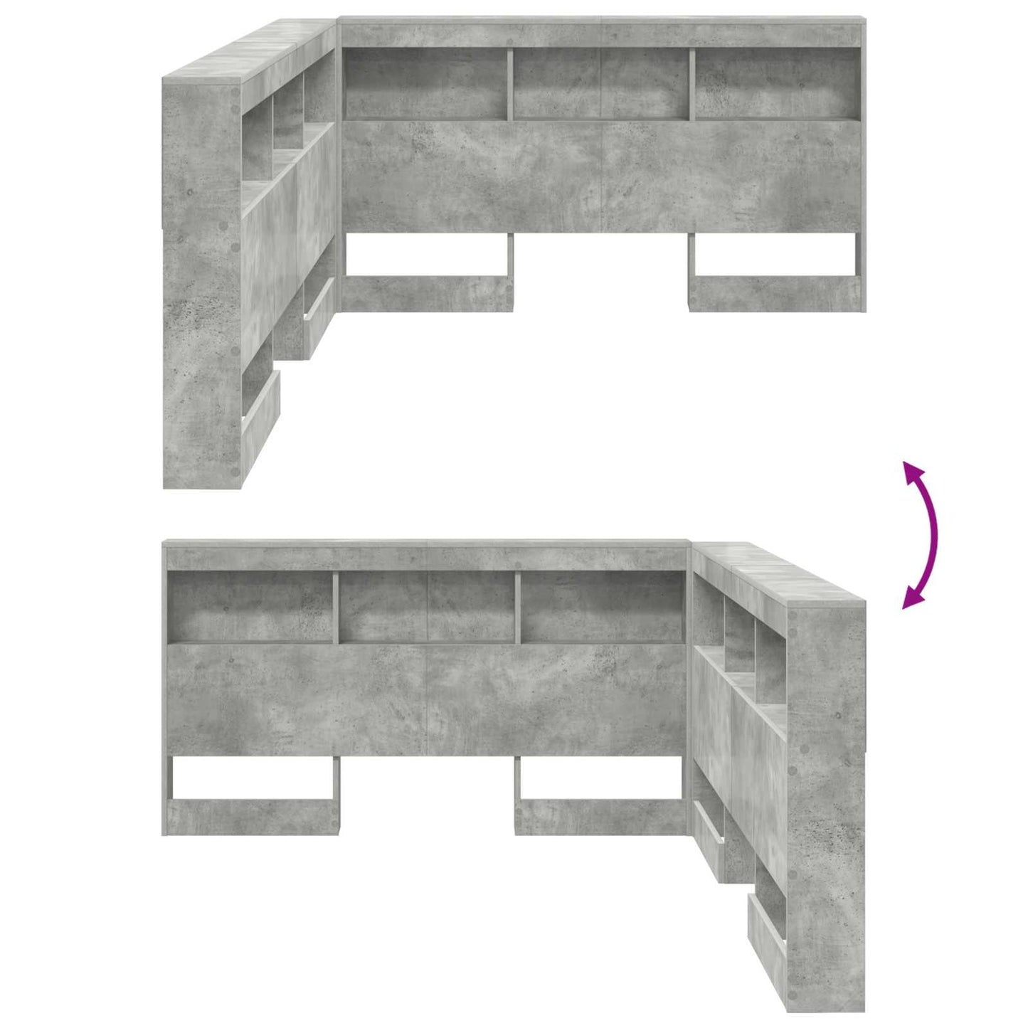 vidaXL Storage Headboard Concrete Grey 160 cm Engineered Wood