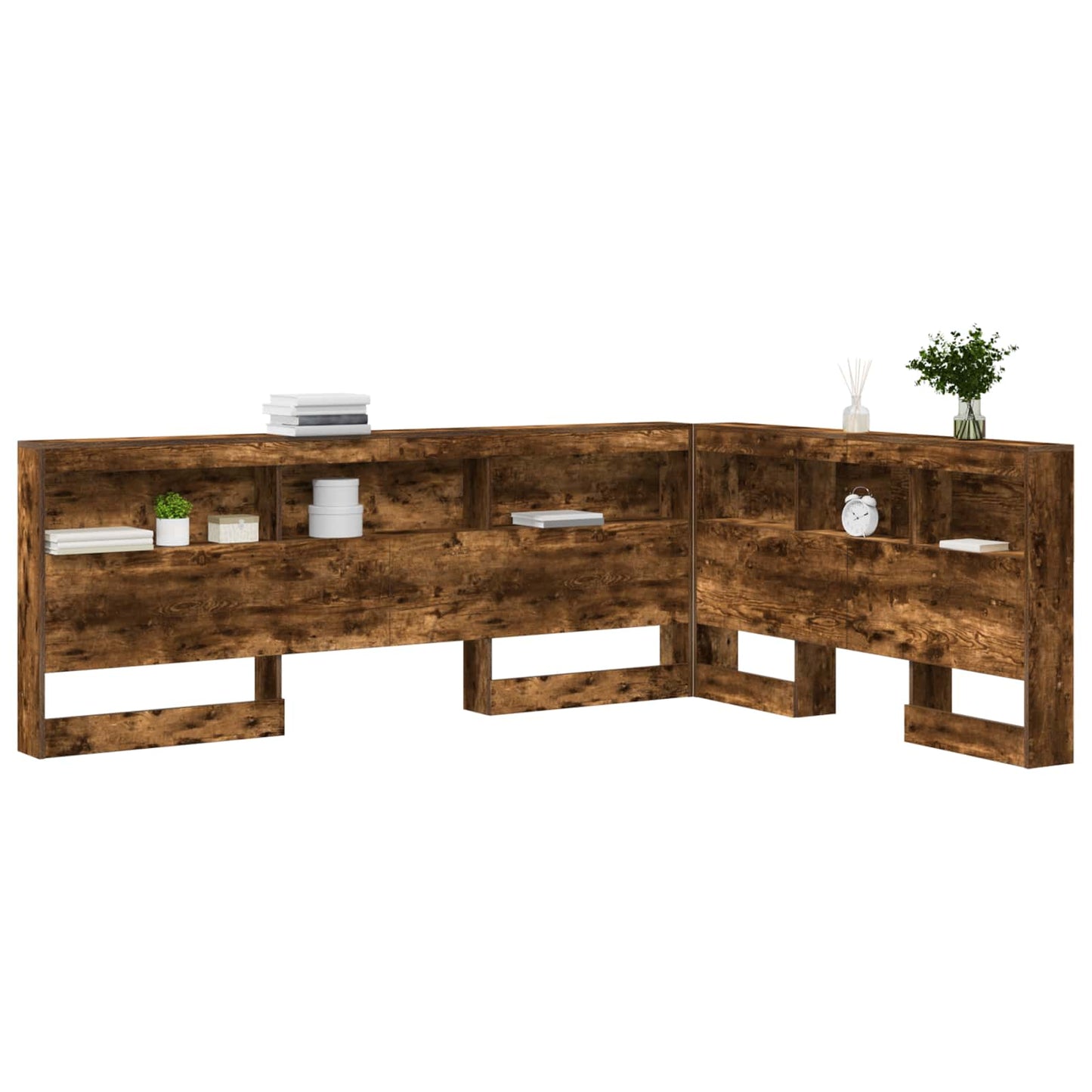 vidaXL Storage Headboard with Shelf Smoked Oak 160 cm Engineered Wood