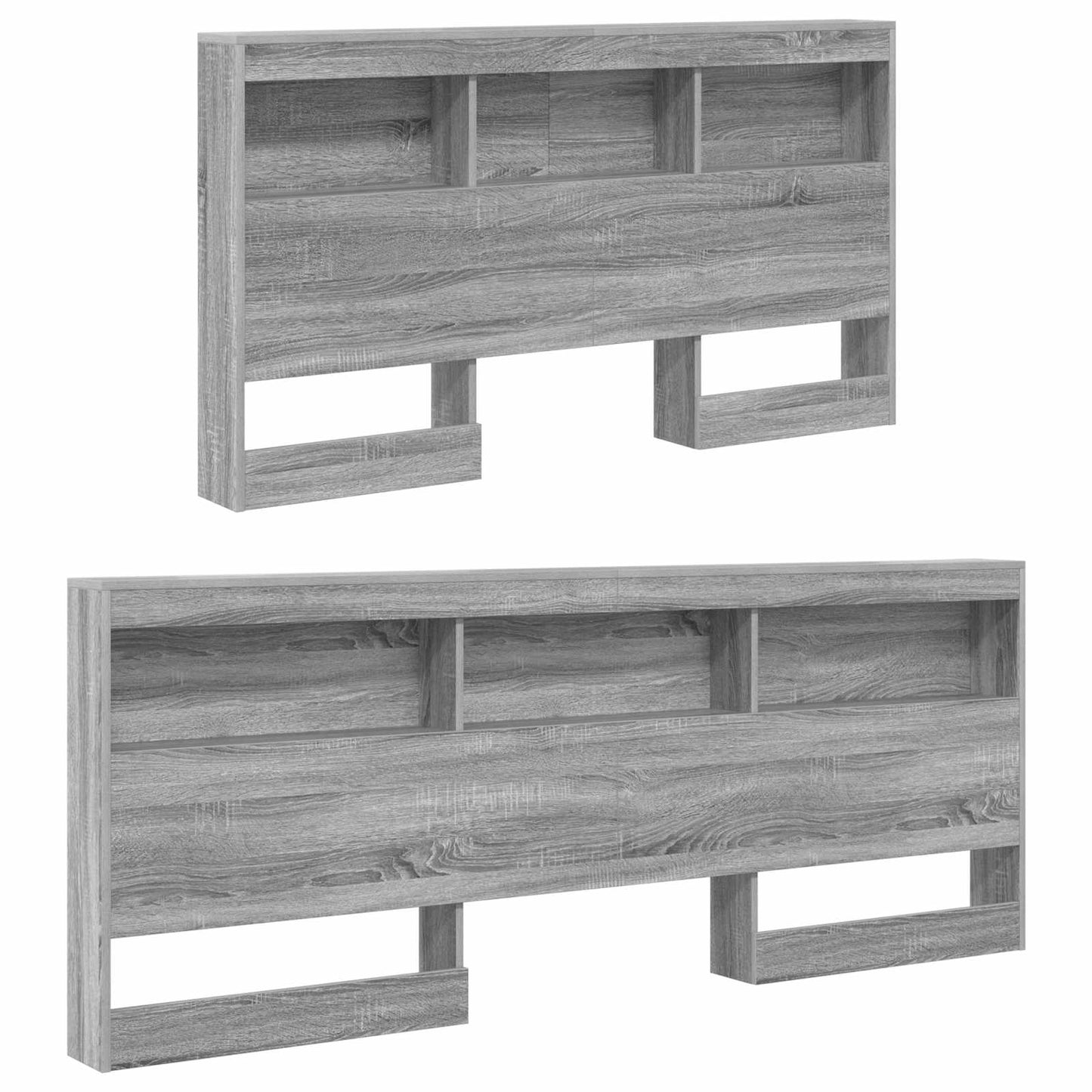 vidaXL Storage Headboard with Shelf Grey Sonoma 160 cm Engineered Wood