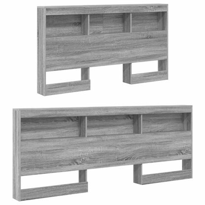 vidaXL Storage Headboard with Shelf Grey Sonoma 160 cm Engineered Wood