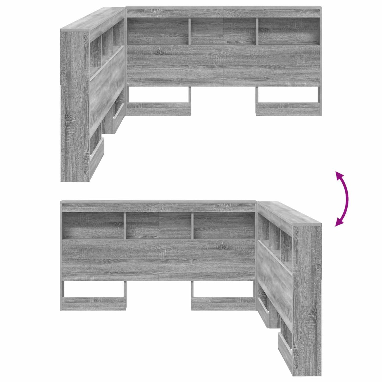 vidaXL Storage Headboard with Shelf Grey Sonoma 160 cm Engineered Wood