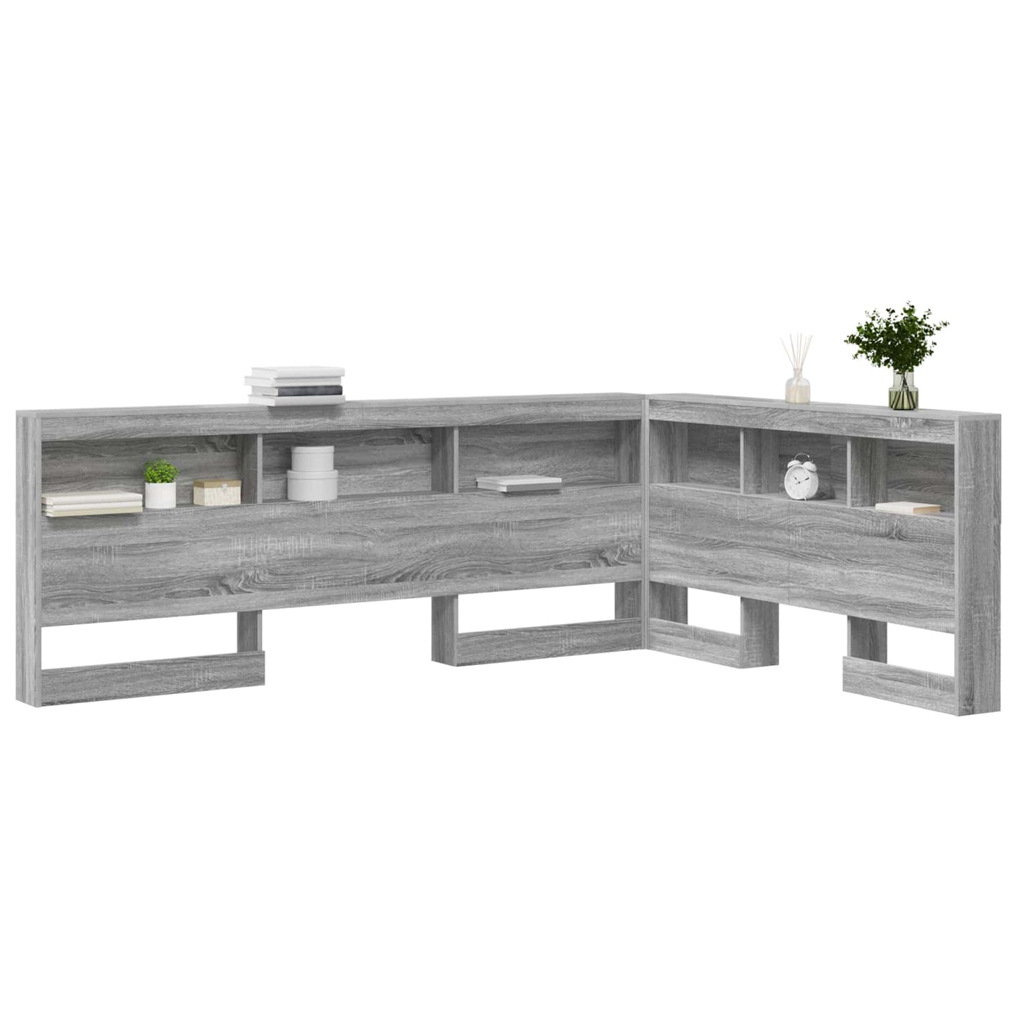 vidaXL Storage Headboard with Shelf Grey Sonoma 160 cm Engineered Wood