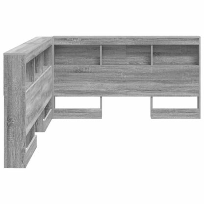 vidaXL Storage Headboard with Shelf Grey Sonoma 160 cm Engineered Wood
