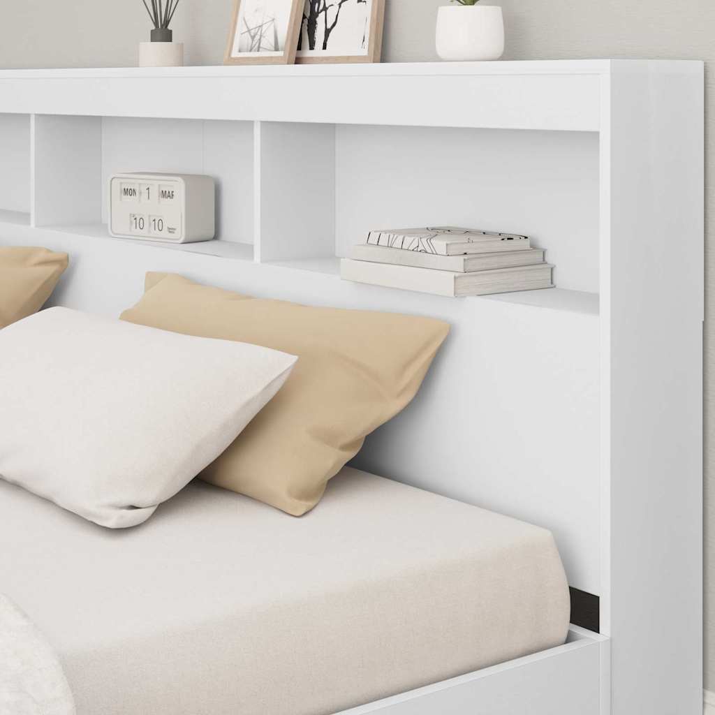 vidaXL Storage Headboard White Engineered Wood