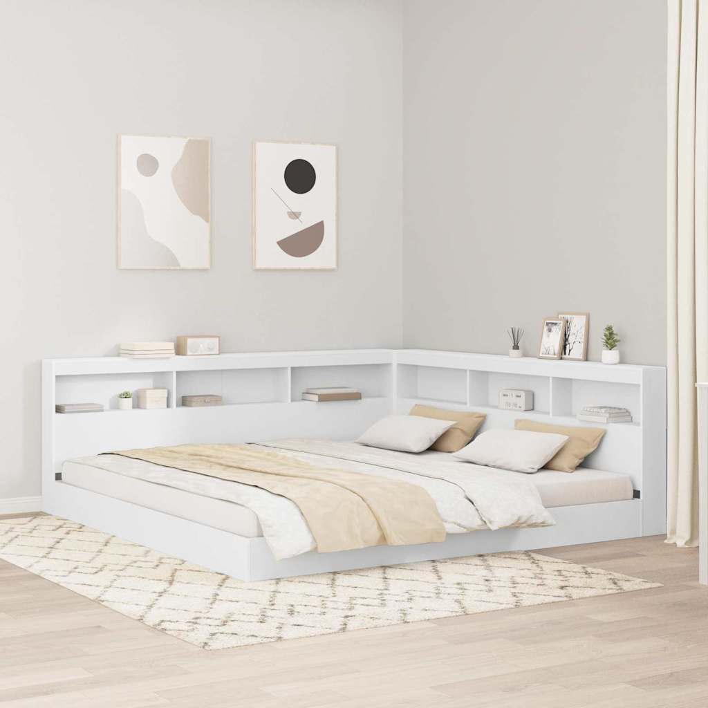 vidaXL Storage Headboard White Engineered Wood