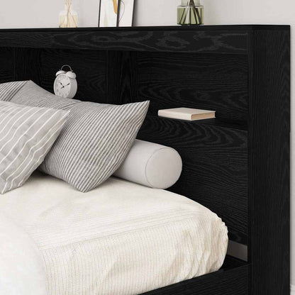vidaXL Storage Headboard with Shelf Black Oak 180 cm Engineered Wood