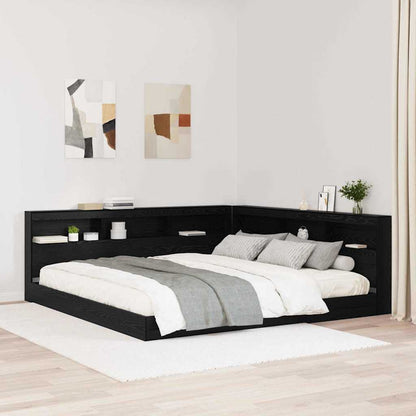 vidaXL Storage Headboard Black Oak Engineered Wood