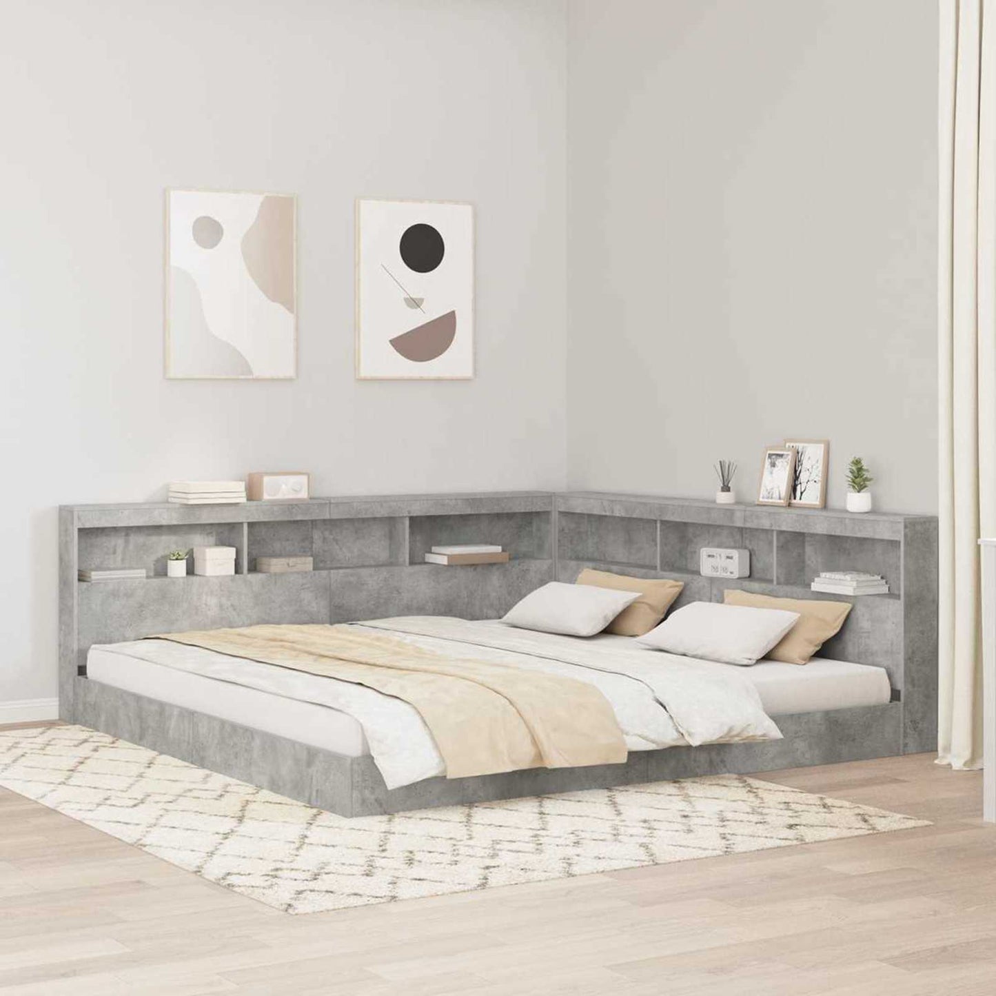 vidaXL Storage Headboard Concrete Grey 180 cm Engineered Wood