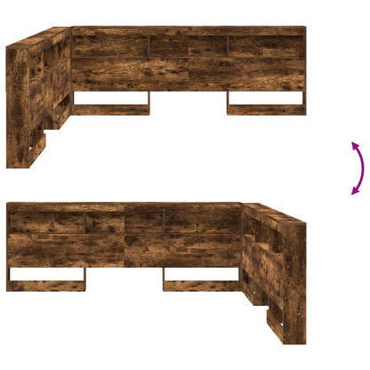 vidaXL Storage Headboard with Shelf Smoked Oak 180 cm Engineered Wood