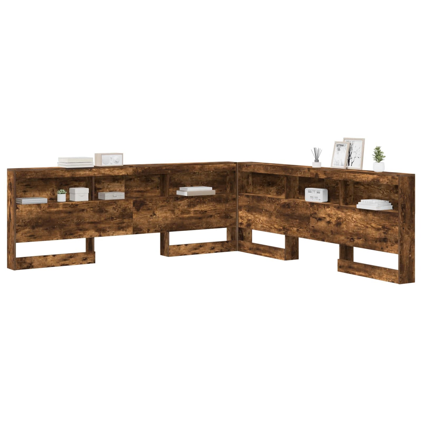 vidaXL Storage Headboard with Shelf Smoked Oak 180 cm Engineered Wood