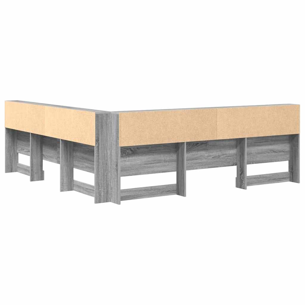 vidaXL Storage Headboard with Shelf Grey Sonoma 180 cm Engineered Wood