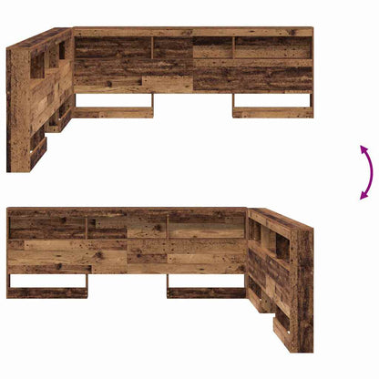 vidaXL Storage Headboard with Shelf Old Wood 180 cm Engineered Wood