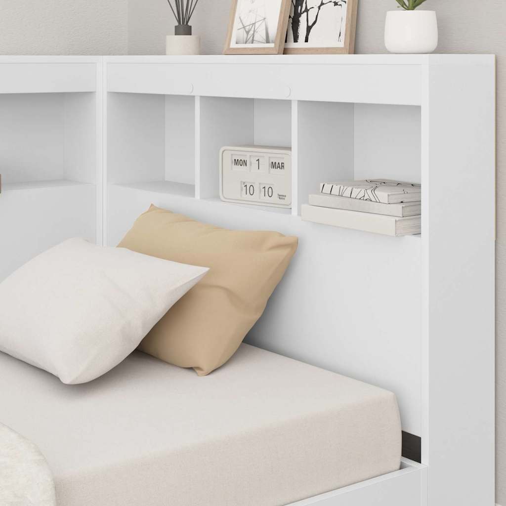 vidaXL Storage Headboard White Engineered Wood
