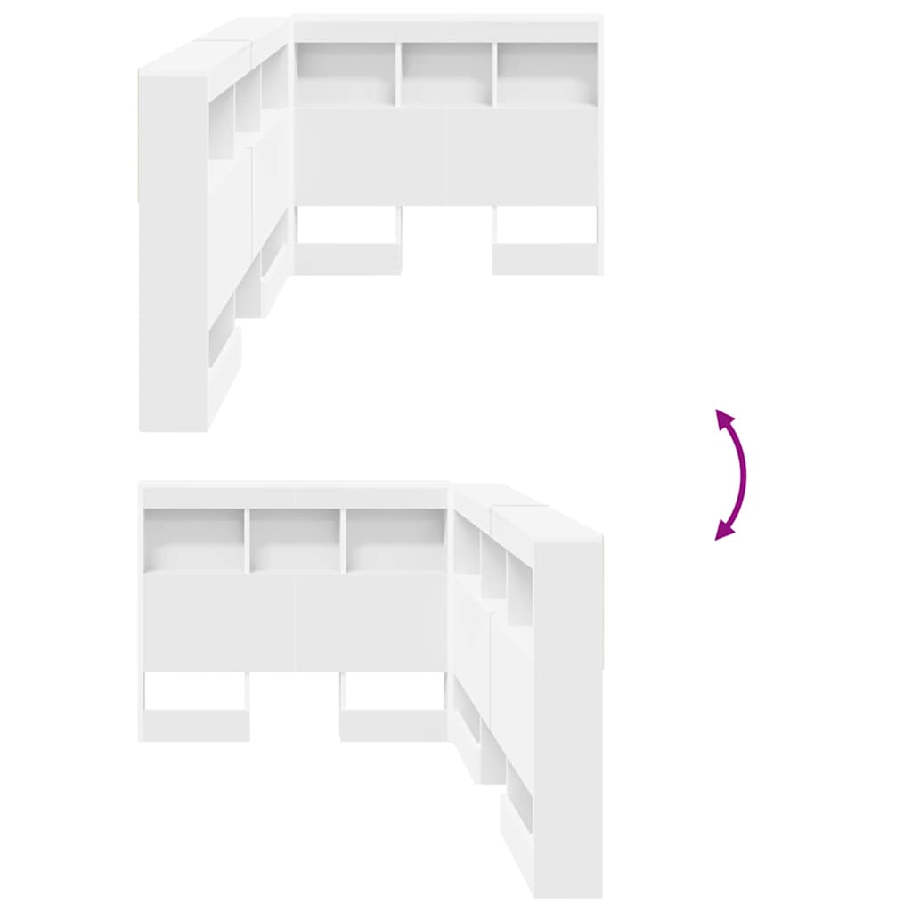 vidaXL Storage Headboard White Engineered Wood
