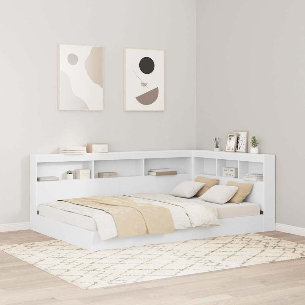 vidaXL Storage Headboard White Engineered Wood