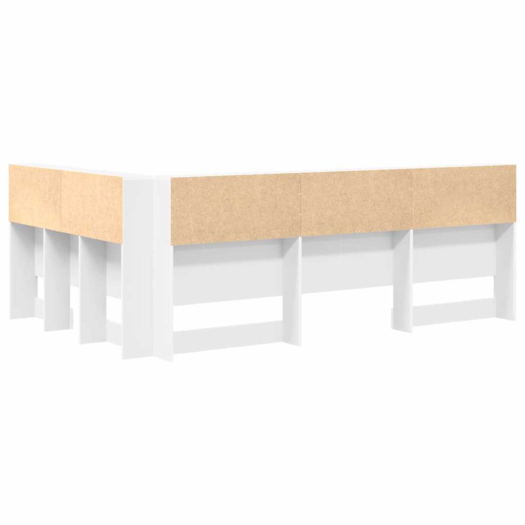 vidaXL Storage Headboard White Engineered Wood