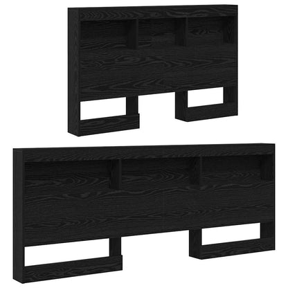 vidaXL Storage Headboard with Shelf Black Oak 207.5 x 137.5 x 76.5 cm