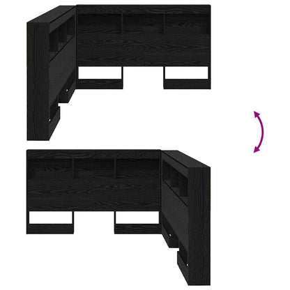 vidaXL Storage Headboard with Shelf Black Oak 207.5 x 137.5 x 76.5 cm