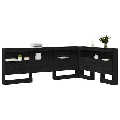 vidaXL Storage Headboard with Shelf Black Oak 207.5 x 137.5 x 76.5 cm