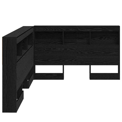 vidaXL Storage Headboard with Shelf Black Oak 207.5 x 137.5 x 76.5 cm