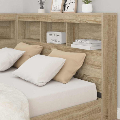 vidaXL Storage Headboard with Shelf Sonoma Oak 207.5 x 137.5 x 76.5 cm