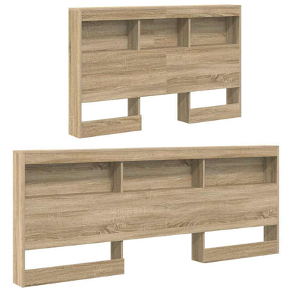 vidaXL Storage Headboard with Shelf Sonoma Oak 207.5 x 137.5 x 76.5 cm