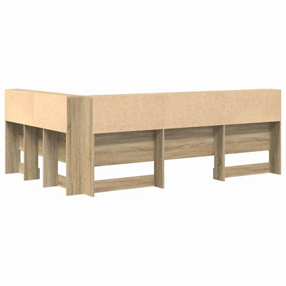 vidaXL Storage Headboard with Shelf Sonoma Oak 207.5 x 137.5 x 76.5 cm