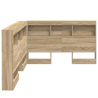 vidaXL Storage Headboard with Shelf Sonoma Oak 207.5 x 137.5 x 76.5 cm