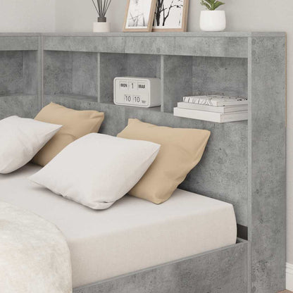 vidaXL Storage Headboard Concrete Grey 207.5 x 137.5 x 76.5 cm