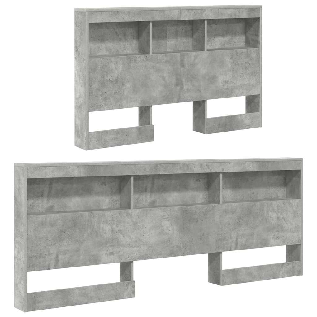 vidaXL Storage Headboard Concrete Grey 207.5 x 137.5 x 76.5 cm
