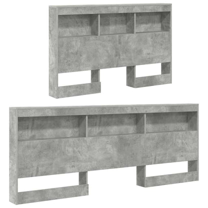 vidaXL Storage Headboard Concrete Grey 207.5 x 137.5 x 76.5 cm