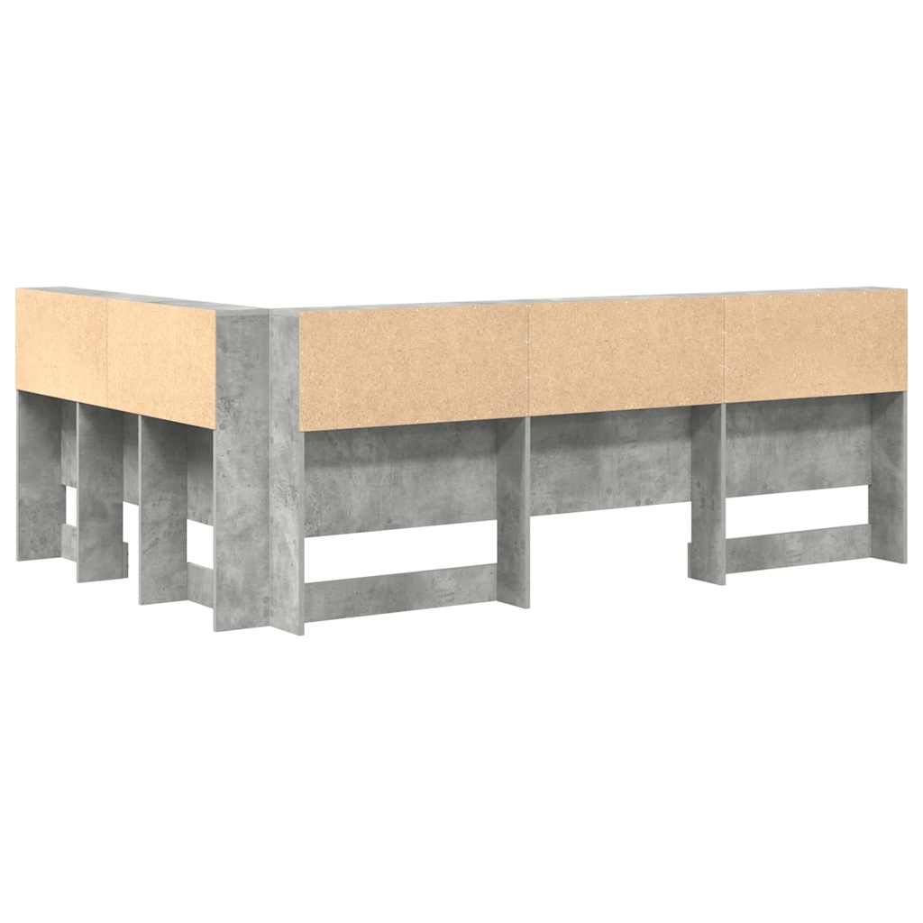 vidaXL Storage Headboard Concrete Grey 207.5 x 137.5 x 76.5 cm