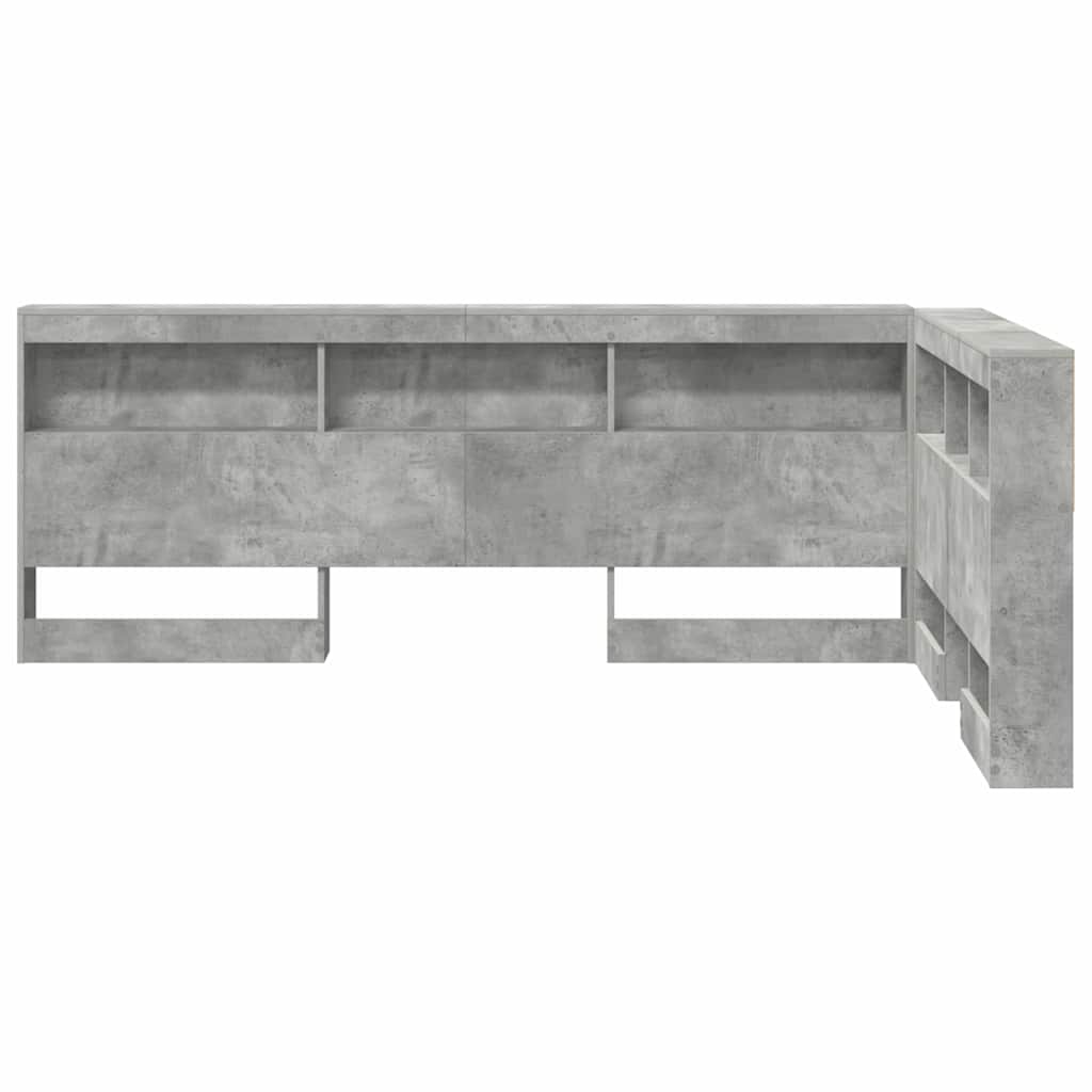 vidaXL Storage Headboard Concrete Grey 207.5 x 137.5 x 76.5 cm