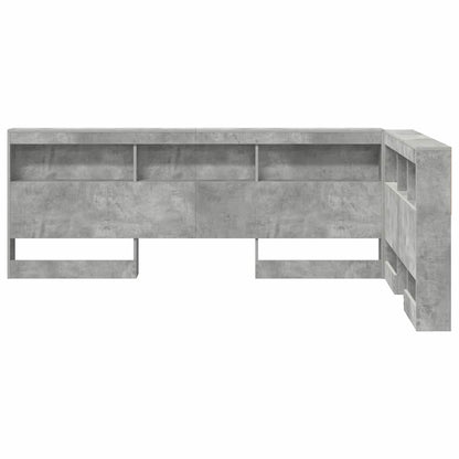 vidaXL Storage Headboard Concrete Grey 207.5 x 137.5 x 76.5 cm