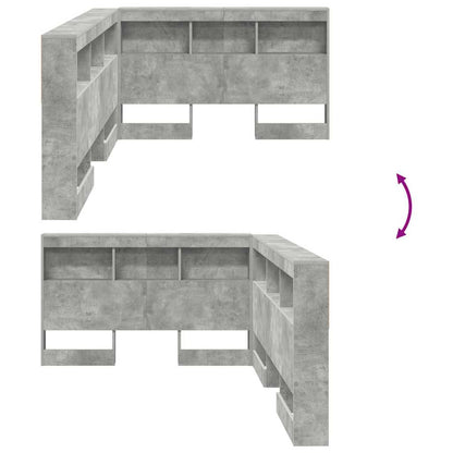 vidaXL Storage Headboard Concrete Grey 207.5 x 137.5 x 76.5 cm